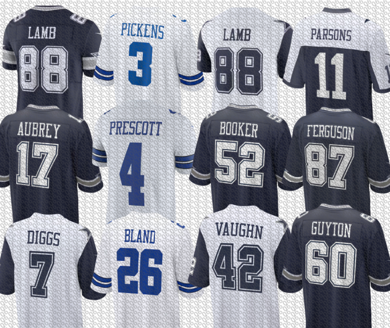 nfl Cowboys Dak Prescott CeeDee Lamb Jake Ferguson Tyler Guyton KaVontae Turpin Jalen Tolbert Damone Clark DeMarvion Overshown Wilson Malik Hooker Football Jersey