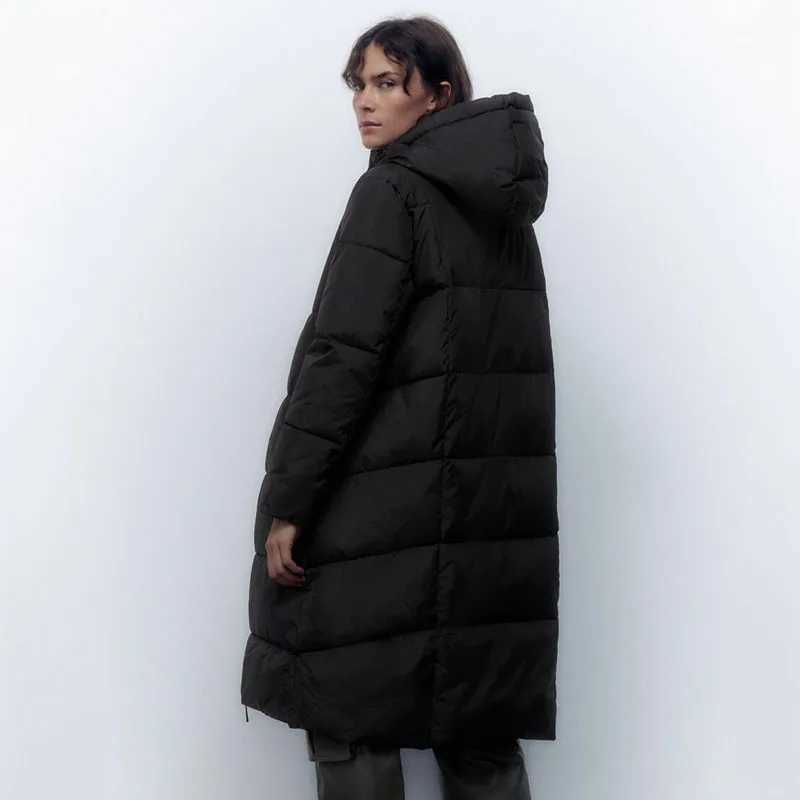 Autumn Winter New Sle Warm Womens DoubleSided Wear Long Cotton Coat Outerwear Sweet Sle Hooded Zipper Closure Regular Fit W251016