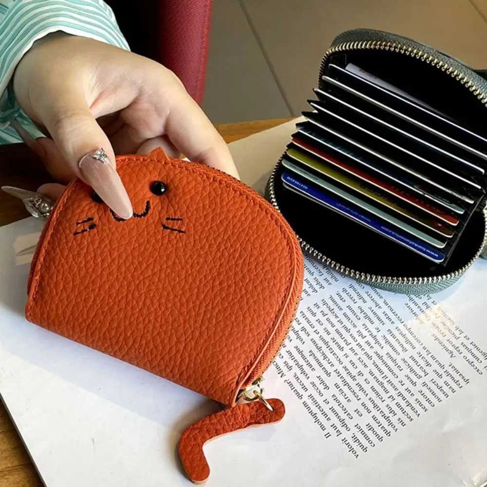 Cartoon Cat Mini Card Wallet Women PU Leather Card Holder Ultrathin Cute Zipper Wallet Fashion Simple Small Coin PurseW251017