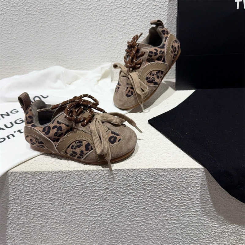 2025 Autumn Leopard Print Forrest Gump Casual Training Shoes for Boys Soft Sole Medium and Large Childrens Single Shoes W251017