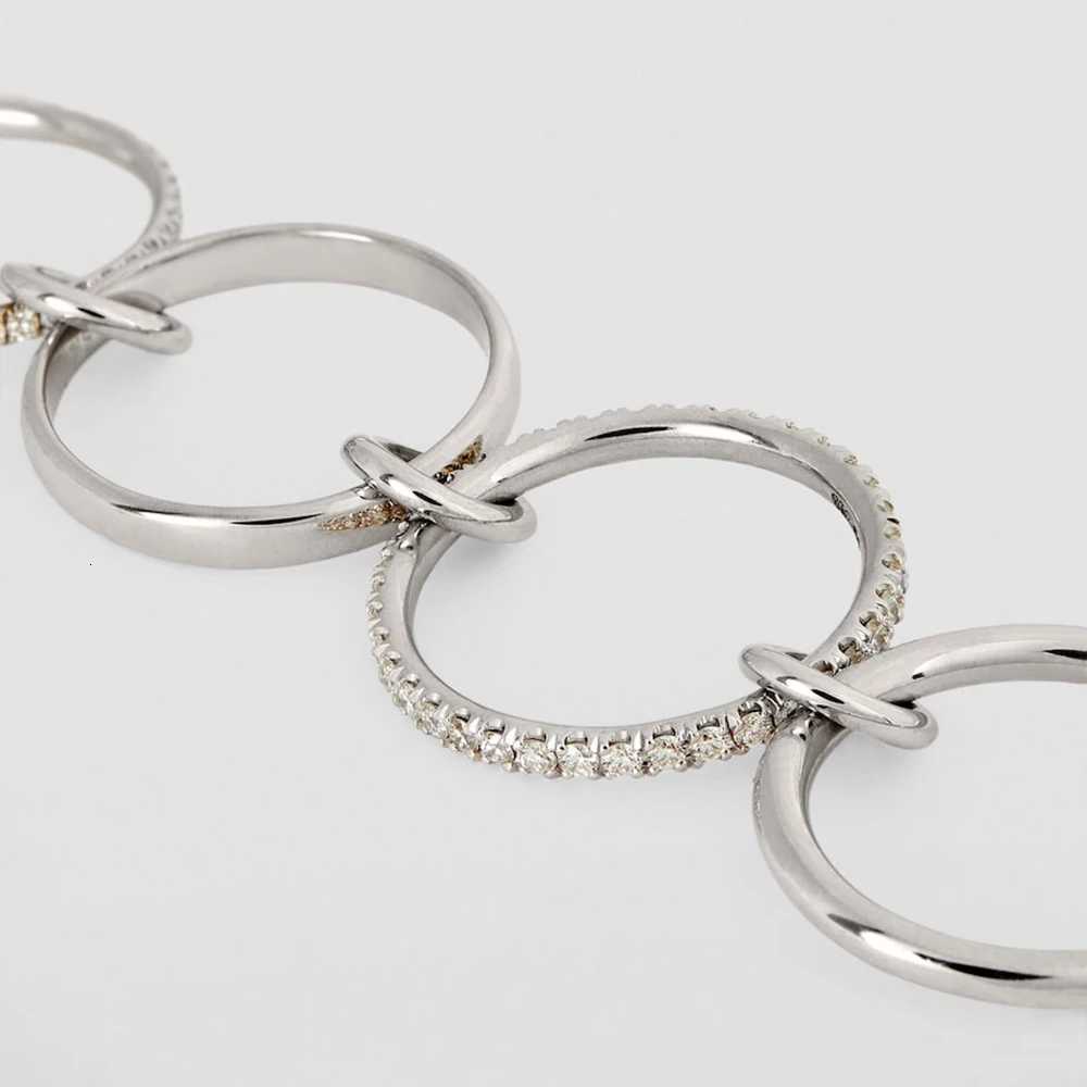 Multilayer Everly Stacked Ring Chunky Gold Plated Interlocking Zircon Multi Link Connected Rings Eternity Statement Jewelry Gift Z251017