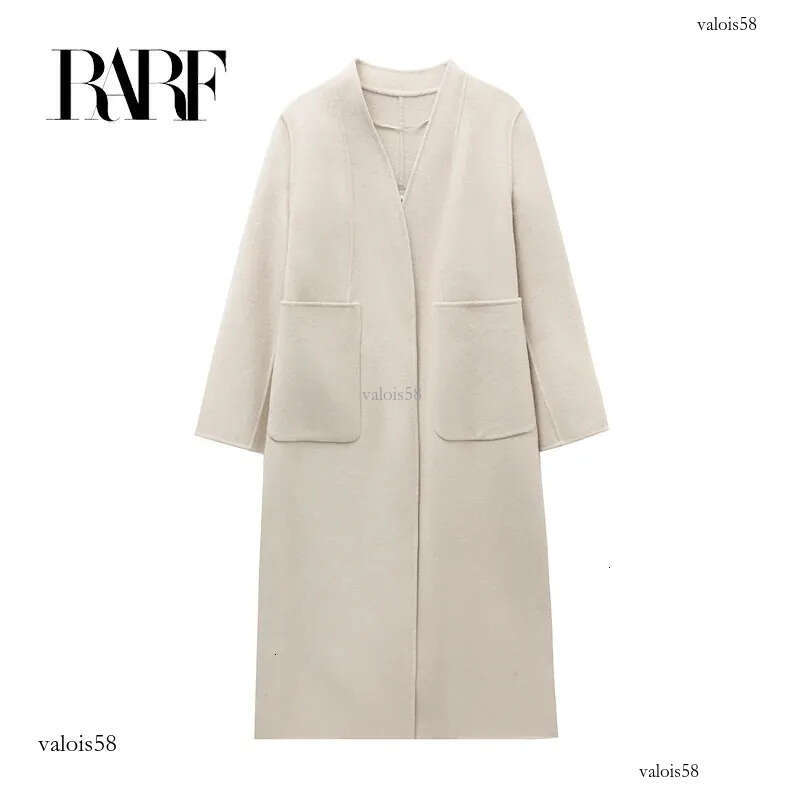 Women's Wool Blends RARF 2023 women's long over knee loose double pocket woolen doublesided coat cashmere ladies 231124