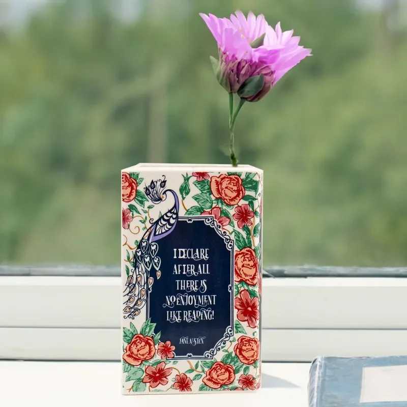 Creative Square Painted Flowers Book Ceramic Vase Flower Arrangement Art Crafts Irregular Table Vase Ornaments Home Decoration C251017