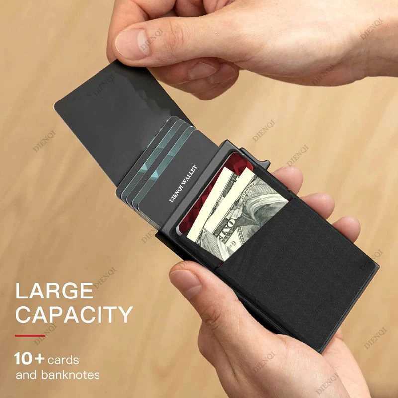 DIENQI Antitheft Card Protectors Card Holder Minimalist Smart Wallet RFID Protection Aluminum Metal Cardholder Case Porte CarteW251017