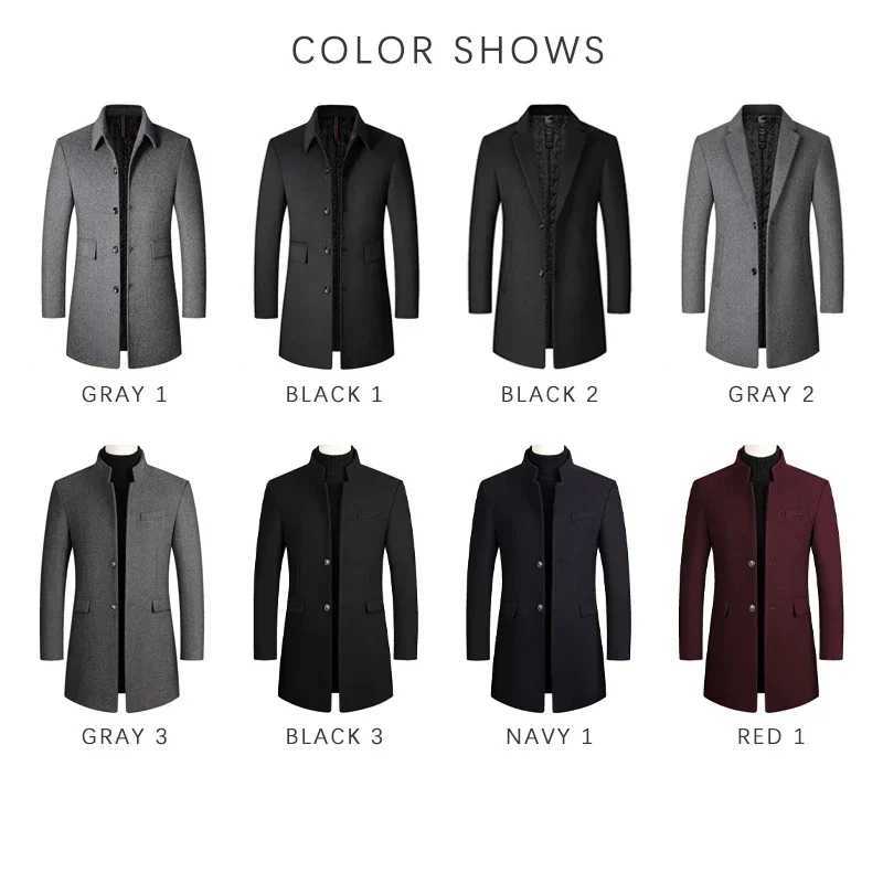 TFETTERS Casual Trench Coats Mens 2025 Solid TurnDown Collar Woolen Coat Men Overcoat Long Jacket for Men Winter Mantel Herren J251017