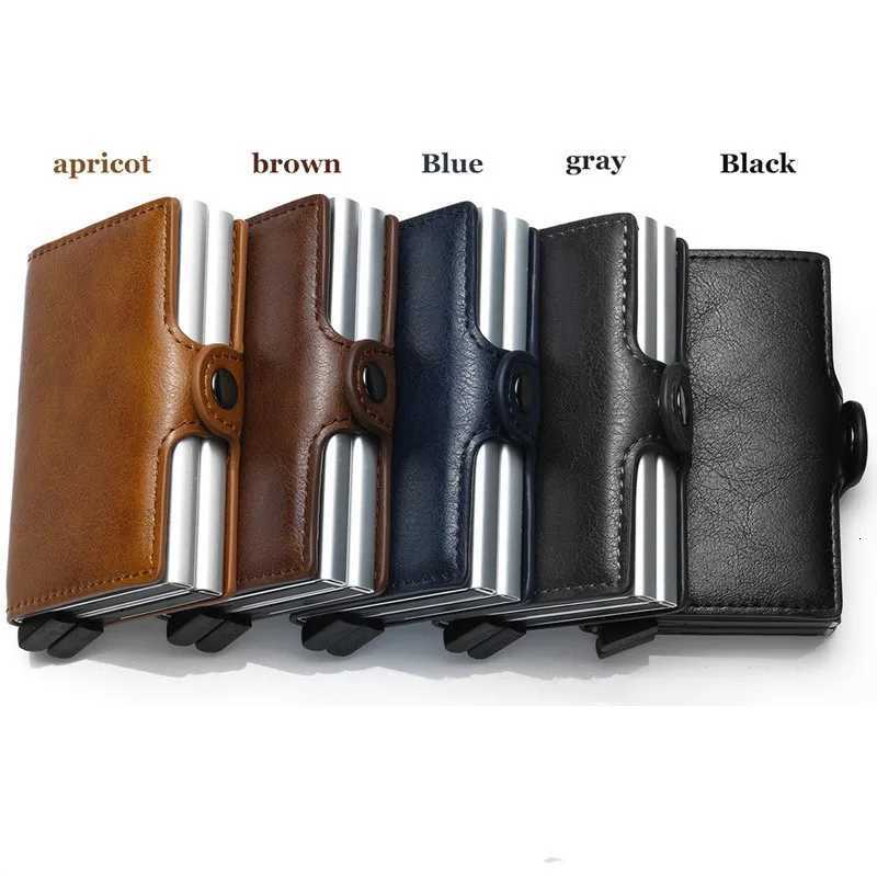 VM FASHION KISS Carbon Fiber High Quality Wallet Pu Leather RFID Security Double Aluminum Box Credit Card Holder Men Metal PurseW251017