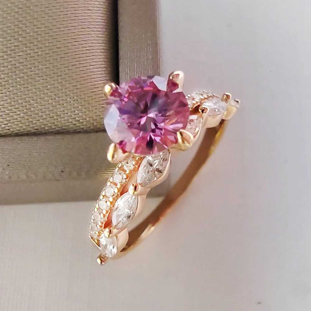 Luomansi Rose Gold Crown Ring S925 Silver 1 Carat Pink Moissanite with Certificate Jewelry Women Anniversary Party Gift W251017