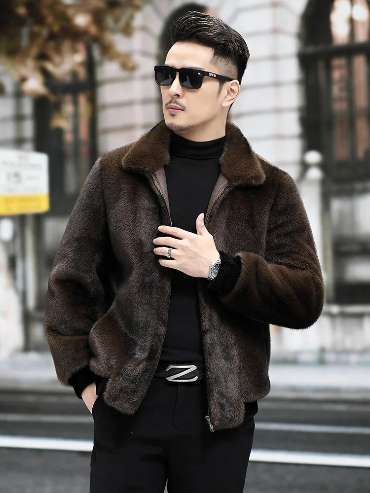 Men Autumn Winter Thick Warm Genuine Fur Jackets Male Short Stand Collar Coats Men Natural Mink Fur Overcoats P519 251017
