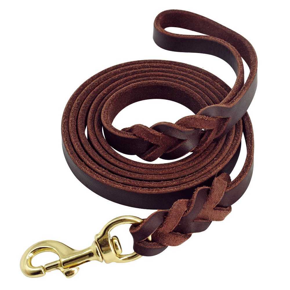 Genuine Leather Dog Leash Dogs Long Leashes Braided Pet Walking Training Leads Brown Black Colors For Medium Large Pet C251031