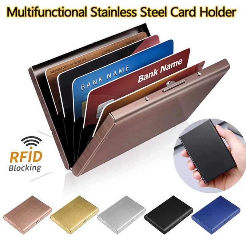 RFID Blocking Stainless Steel Card Holder Case Ultra Slim Metal Wallet for Men Women Secure Durable Travel EssentialsW251017