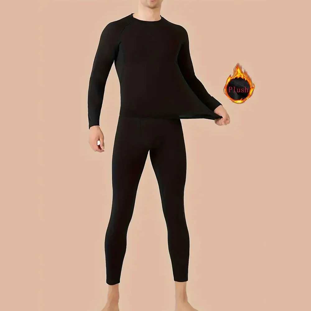 Winter Thermal Underwear Set For Men Keep Warm Long Johns Base Layer Sports Fitness Leggings Tight Undershirts Fleece Pajamas H251017