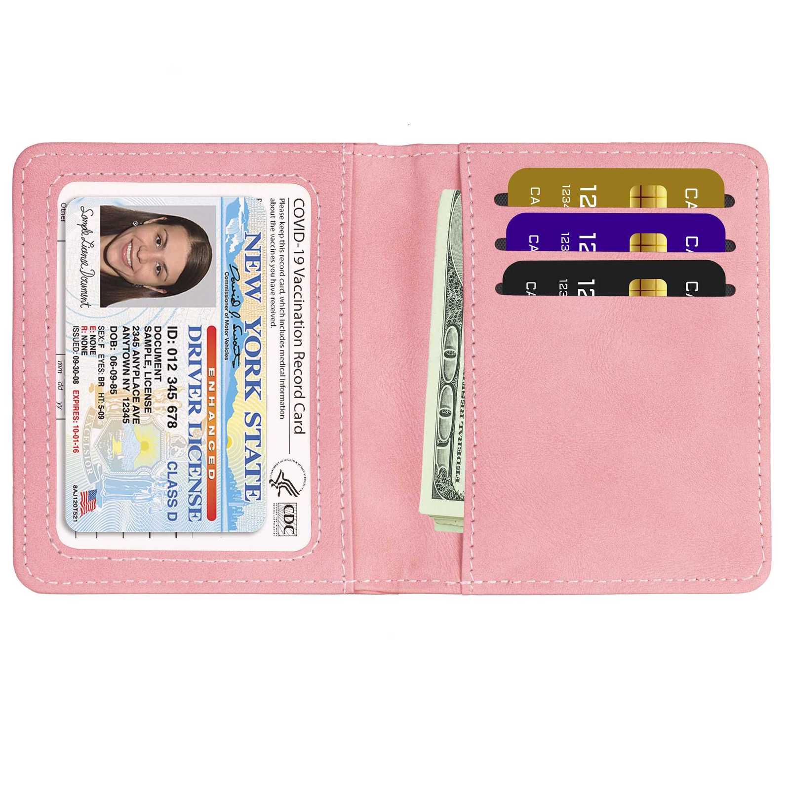RFID Blocking Card Holder with Vaccine Card Slot Bifold Travel Slim Wallet for Women Men Minimalist Business Card Cover CaseW251017