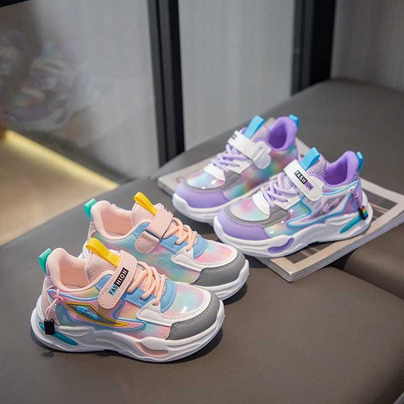 2025 Spring Autumn New Dad Shoes for Girls Breathable Soft Bottom Casual Sneakers for Kids Leather Surface Running Kids ShoesT251017