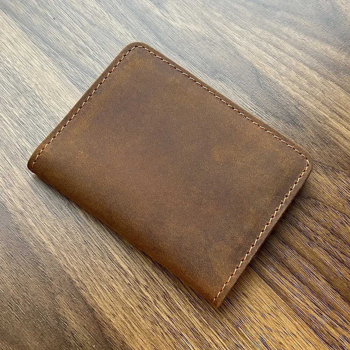 Handcraft Leather Credit Card Holder Vintage Small Wallet for Credit Cards Case and Driver License Vintage Style Gift for MenW251017