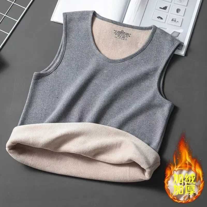 Mens Heat Vest Solid Base Thick Slim Comfortable Thermal Shirt Sleeveless Round Neck Velvet Thickening Thermal Underwear XL4XL H251017