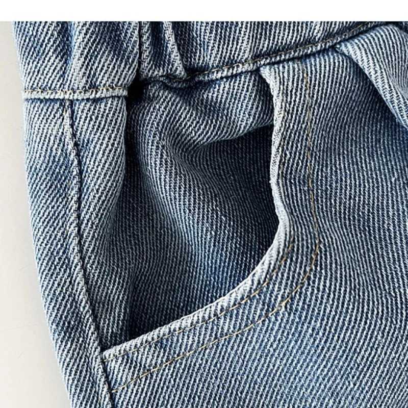 New Boys Streetwear Retro Jeans 2025 Autumn Baby Girls Elastic Waist Loose Jean Pants Childrens Denim TrousersT251017