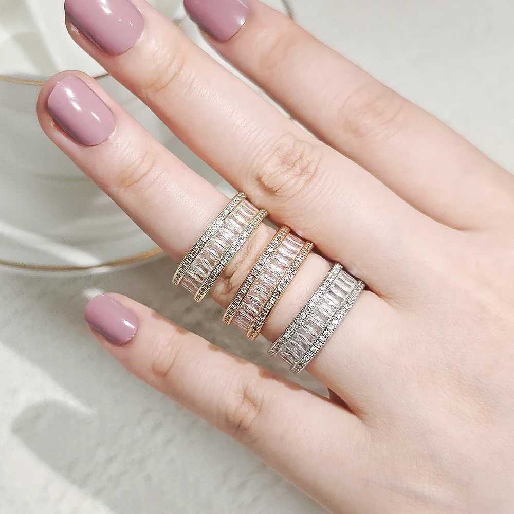 Luxury Round Rose Gold Silver Color Aesthetic Eternity Band Ring Africa for Women Lady Anniversary Gift Jewelry Moonso R5389W251017