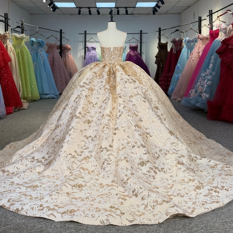 Champagne Shiny Quinceanera Dresses Off The Shoulder Applique Beading Crystal Tull Party Birthday Sweet 16 Dres Vestidos 15 De Anos