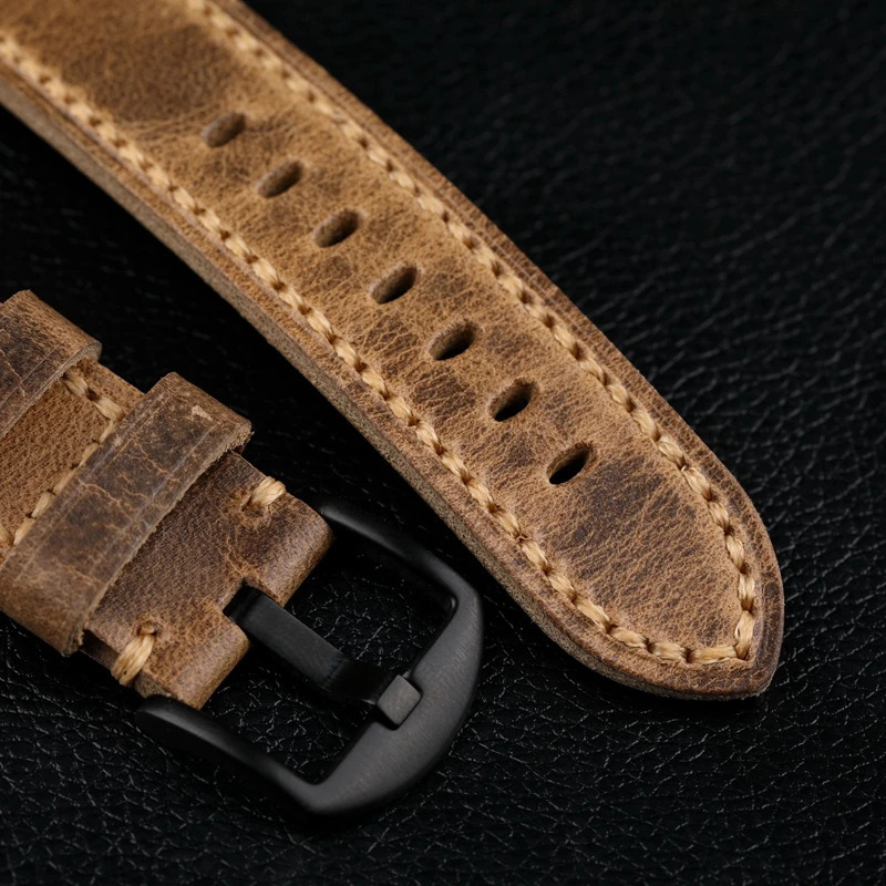 Handmade Leather Watchband 20 21 22 23 24 26MM Folded In Half to Make Soft Top Layer Calfskin Strap Retro Style For PAM111 251016