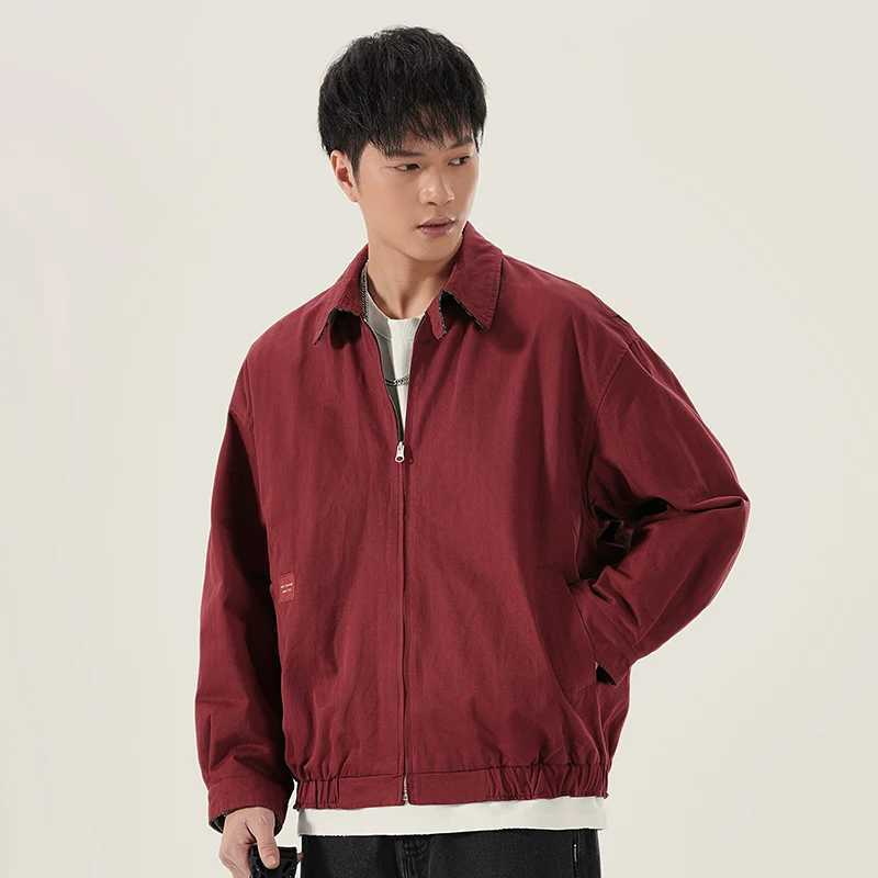 Men Streetwear Fashion Loose Casual Vintage Bomber Motorcycle Jacket Double Side Wearable Splice Plaid Spring Autumn Coat J251017