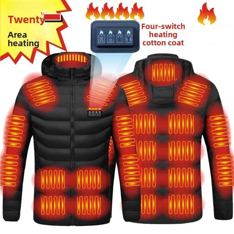 Winter Heated Down Jacket with Hood for Men Women USB Charging Thermal Coat 21Zone Warm Puffer Jacket Electric Heated Parka H251017
