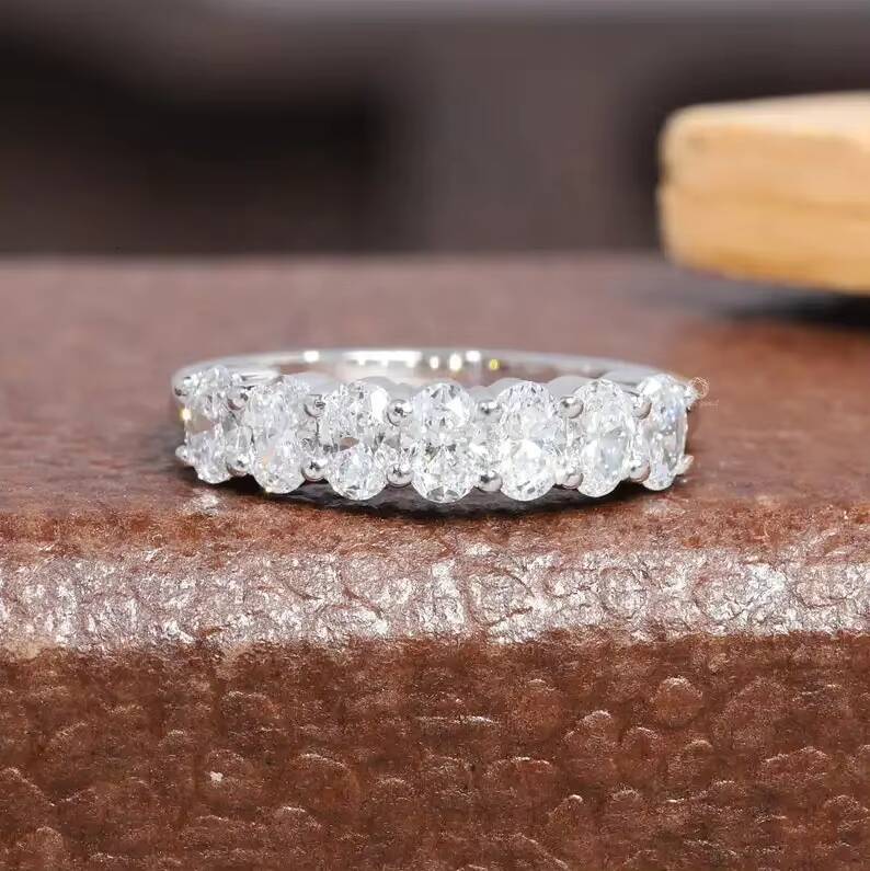 Speedin Elegantly Crafted Jewelry 63mm 14k 18k White Gold Oval Cut DEF VVS Lab Grown Diamond Eternity Band