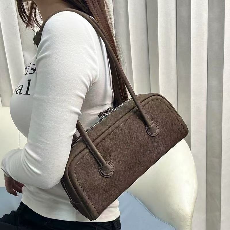 Korean Original Niche Designer Suede Boston Pillow Bag Cross-Body Sherwood Handbag