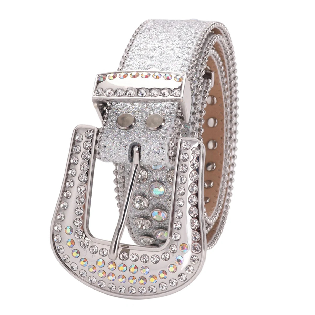 Fashion Rhinestone Belt Western Denim DiamondEncrusted n Leather for Men And Women Dress Jeans Accessory 251010