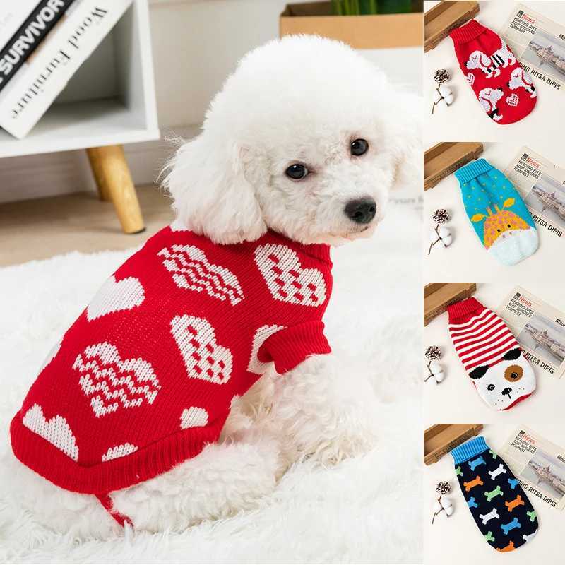 Winter Cartoon Dog Clothes Warm Christmas Sweater For Small Dogs Pet Clothing Knitting Crochet Pet Knitted Sweater Keep WarmW251017