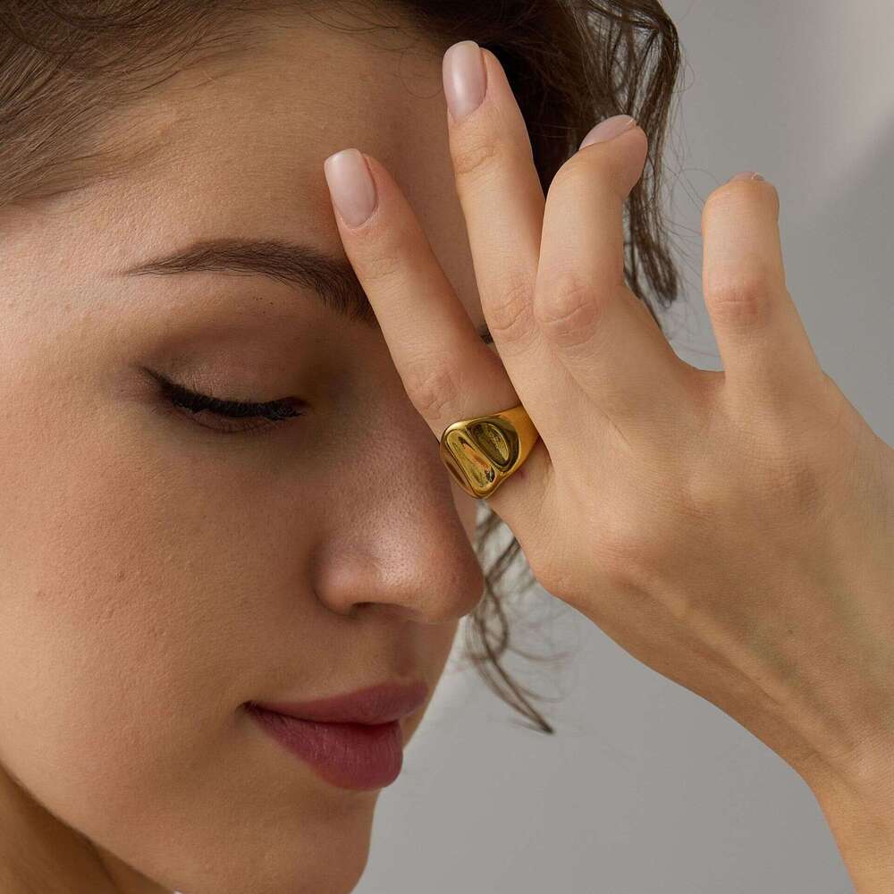 Stainless Steel Ins Style Trendy Design Irregular Geometric Line Hollow Fashion Open Ring