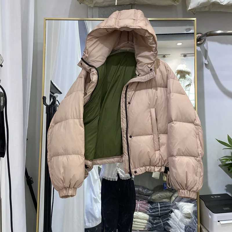 Temperament Short Womens Coat2025 New Winter Thickened Down Jackets Women Hooded Loose White Duck Down Women Down Jackets H555 W251016