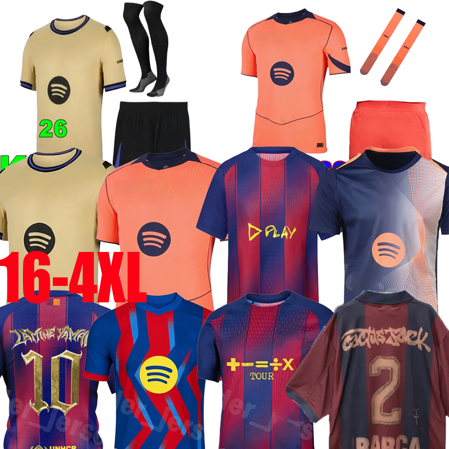 25 26 LAMINE YAMAL RAPHINHA Brace Soccer Jerseys 2025 2026 LEWANDOWSKI PEDRI FERRAN GAVI Travis GAVI KOUNDE Player Version barcalonas football shirt