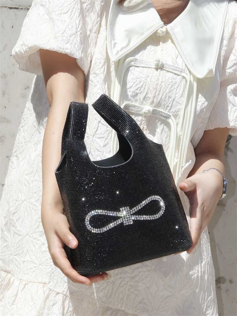 Womens Handbag Glitter Bow Knot Bucket Bag Bling Shiny Rhinestones Diamond Evening Bag Wedding Party Clutch Purse Shoulder Bag Z251017