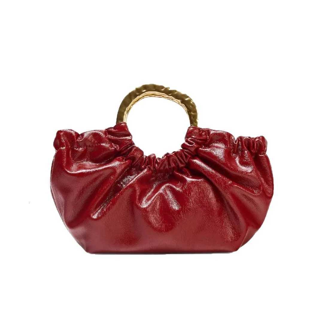 Fashion Ruched Women Handbags Designer Metal Handle Hand bag Luxury Oil Wax Pu Leather Shoulder Crossbody Bags Small Tote Purses Z251017