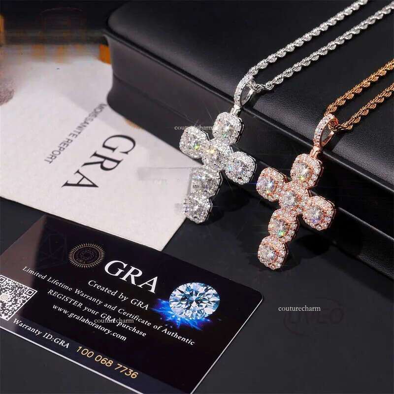 Gold Jewelry Sterling Sier Anklet Hiphop Pass Dias Tester Pendant Cuban Link Chains Women High Quality Fashion Mens Gift Moissanite Chain