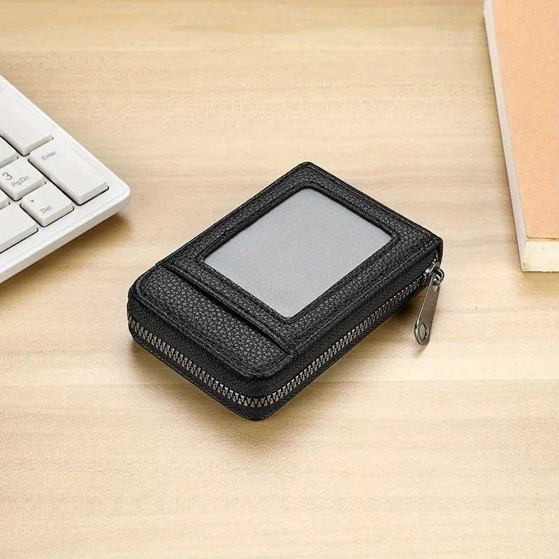 1Pc Leather Card Case with Zippered Coin Compartment Long Lasting and Durable Portable Perfect for Daily CommutingW251017