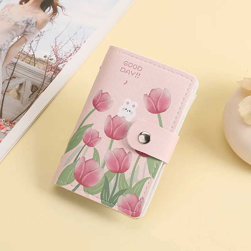 New oil painting style rabbit tulip card bag bank card certificate bag antitheft largecapacity card holderW251017