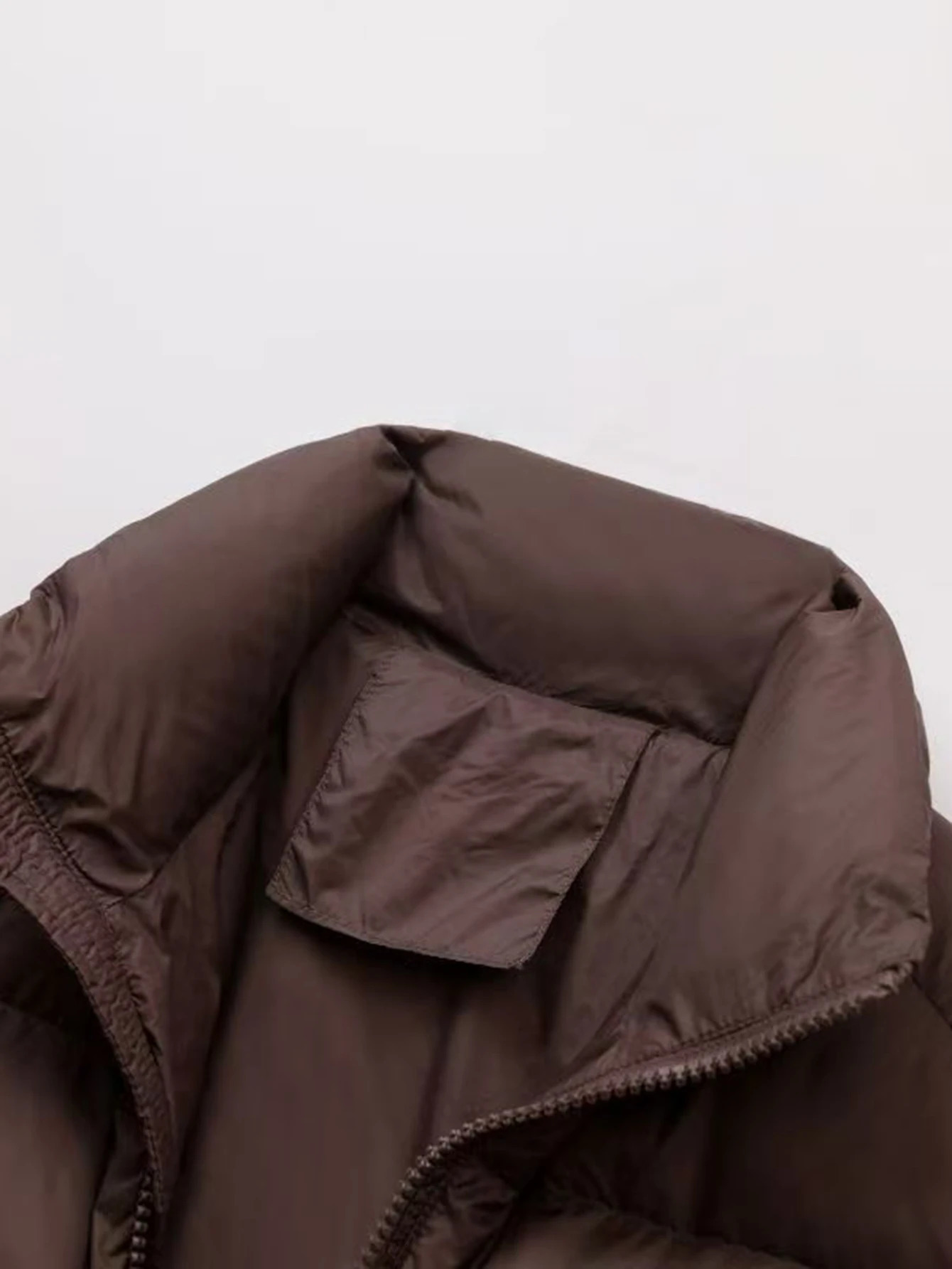 Autumn Winter CottonPadded Coats Womens Minimalism Plain Long Sleeve Stand Collar Regular Fit Casual Jacket Clothing 251014