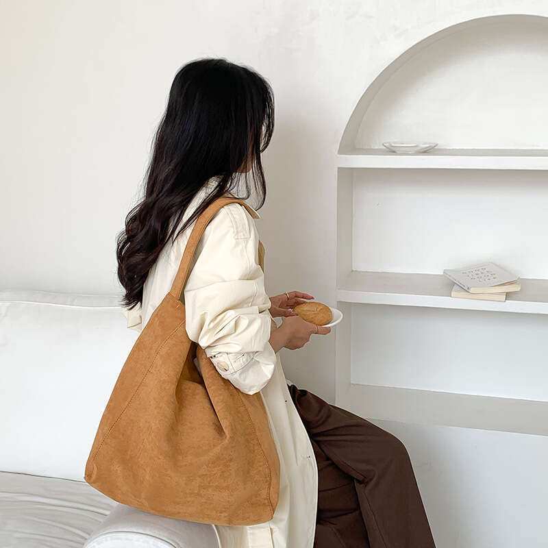 Autumn New Large Capacity Textured Korean Style Single Shoulder For Women Commuting Suede Tote Bag Casual Versatile B5