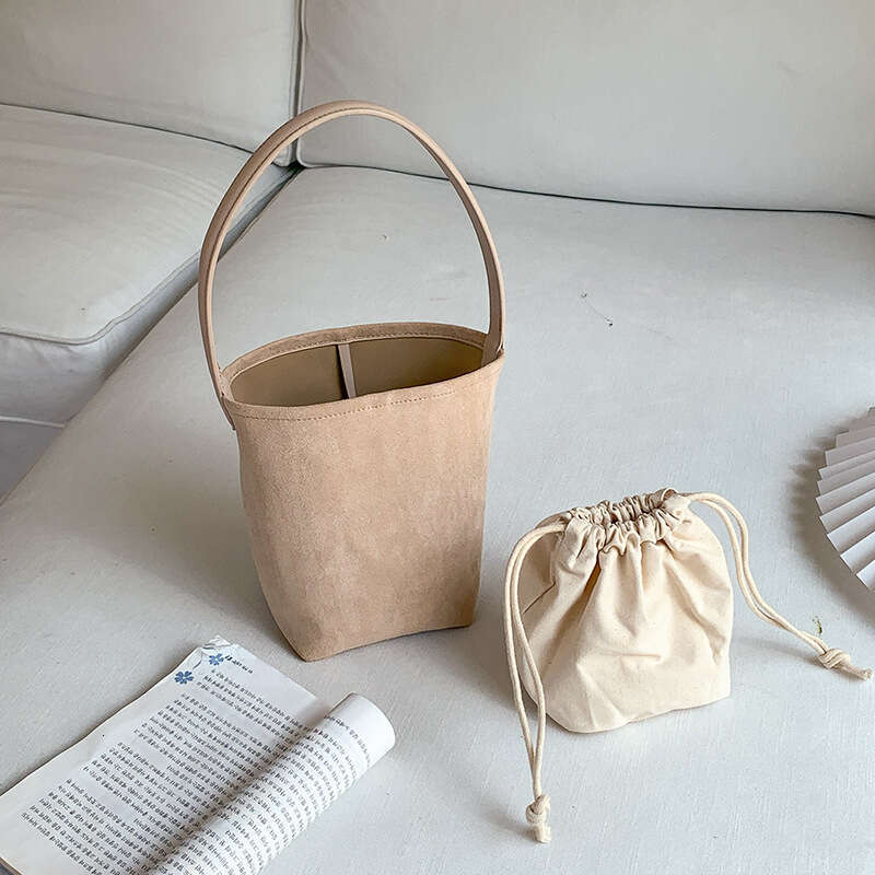 Autumn Simple Versatile Matte Mother-Daughter Bucket Korean Version New Suede Fashion Large Capacity Niche Shoulder Bag For Women B5