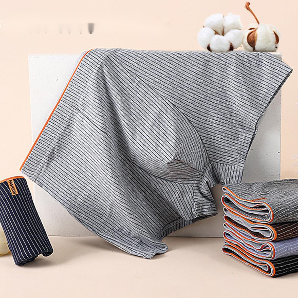 5 Pcs All Cotton Antibacterial Bottom Skin Friendly Breathable Plaid Trendy Men's Pure Cotton Boxer Briefs