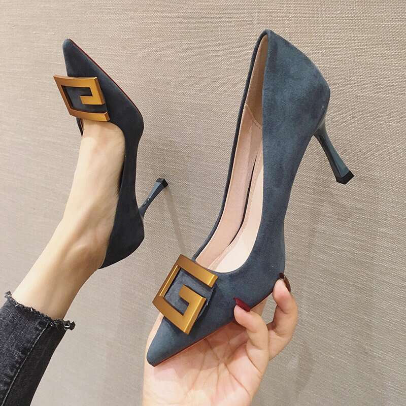Spring And Summer New Fine-Heeled Professional Etiquette High Heels Pointed Toe Black Work Fashionable Sexy Shoes