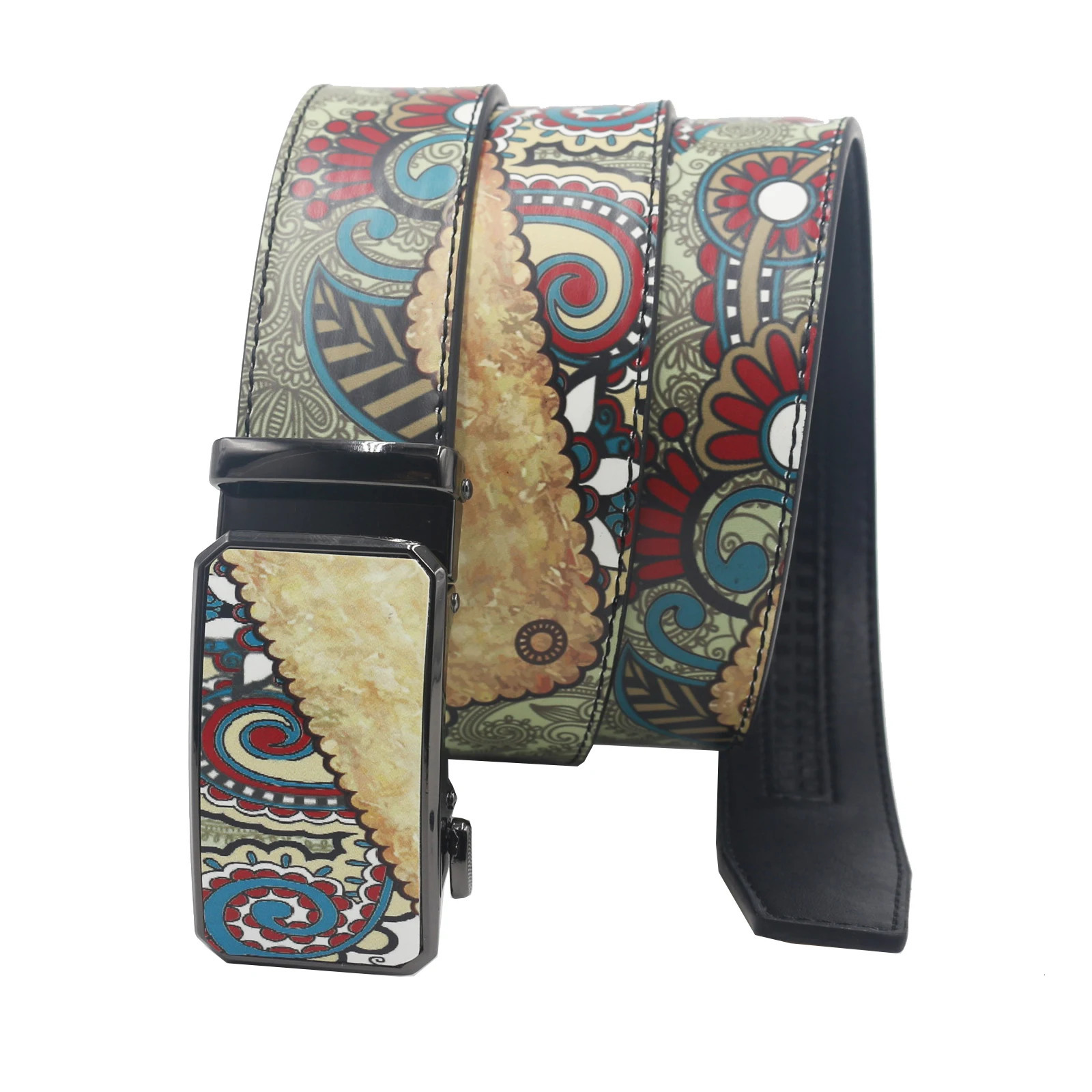 Elegant Hip hop Belts Quality PU Leather Belt Female Male Automatic Buckle Vintage Print Waist Straps 251010
