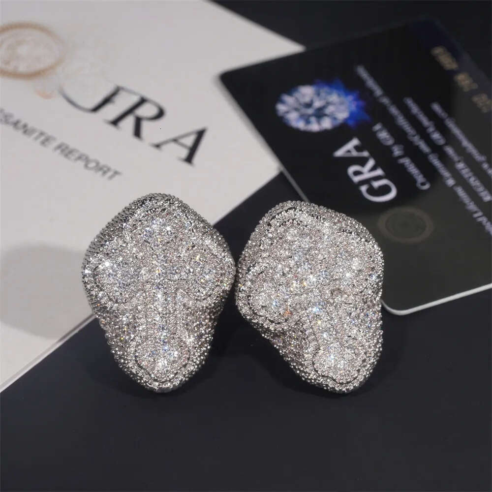 Rappers Style Tester Hip Hop Jewelry VVS Dia Iced Out Sterg Sier Cross Custom Moissanite Ring
