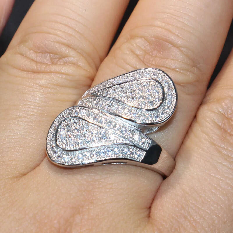 Victoria Wiecl Jewelry Sterling Sier Filled Full Pave White Sapphire CZ Dia Office Party Women Wedding Leaf Band Ring Gift