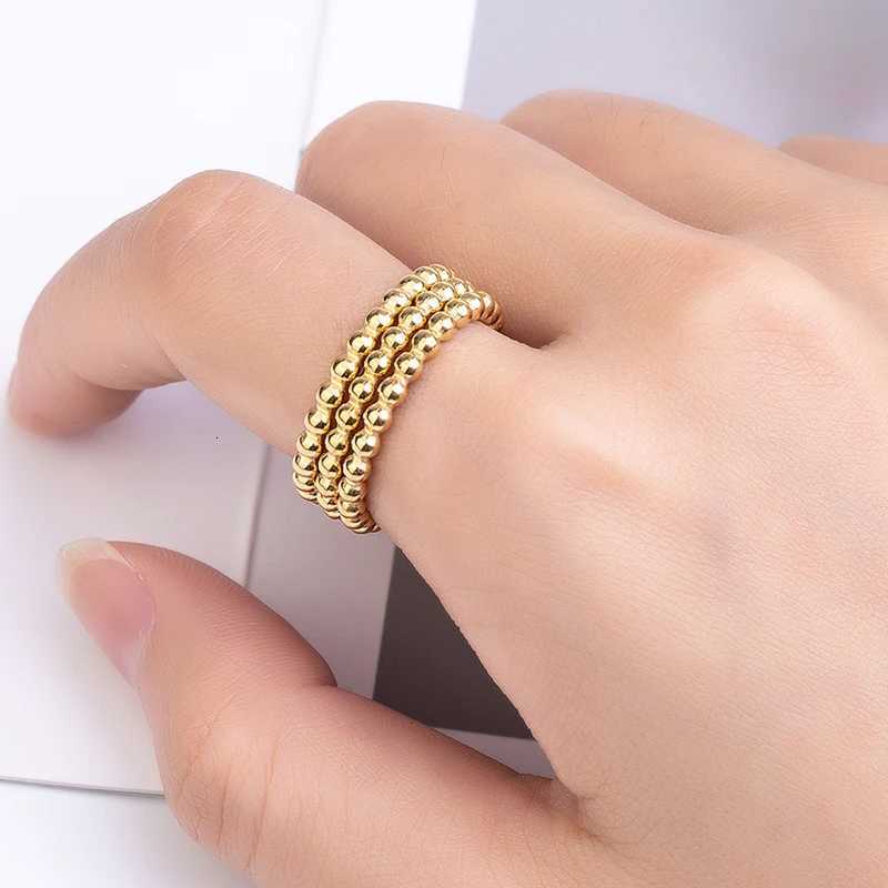 Cute Three in one Bead Chain Shape Ring Stainless Steel High Quality Jewelry Gift Ring For Women And Girls Drop ShippingW251017