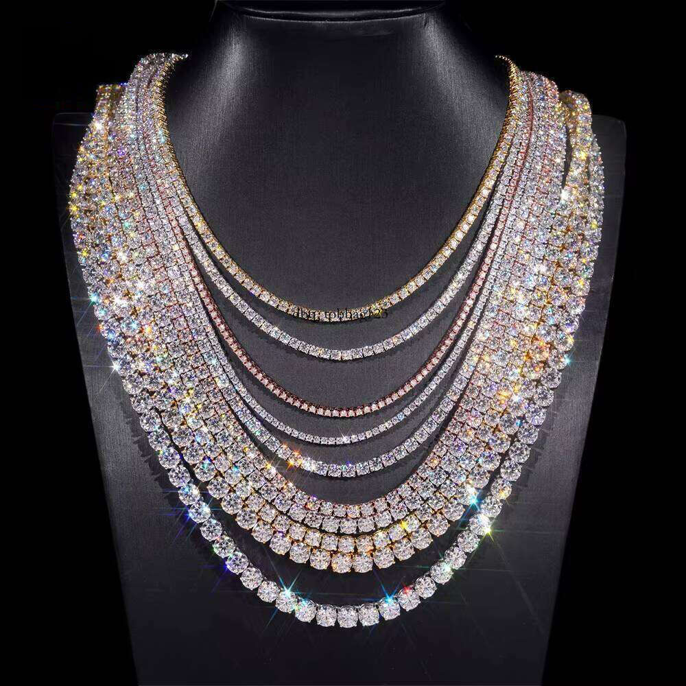 Luxurious Men's and Women's Hip-Hop Iced Out Premium Jewelry 2mm 3mm 4mm 5mm Lab S Sier Vvs Silicon Stone Tennis Chain Necklace