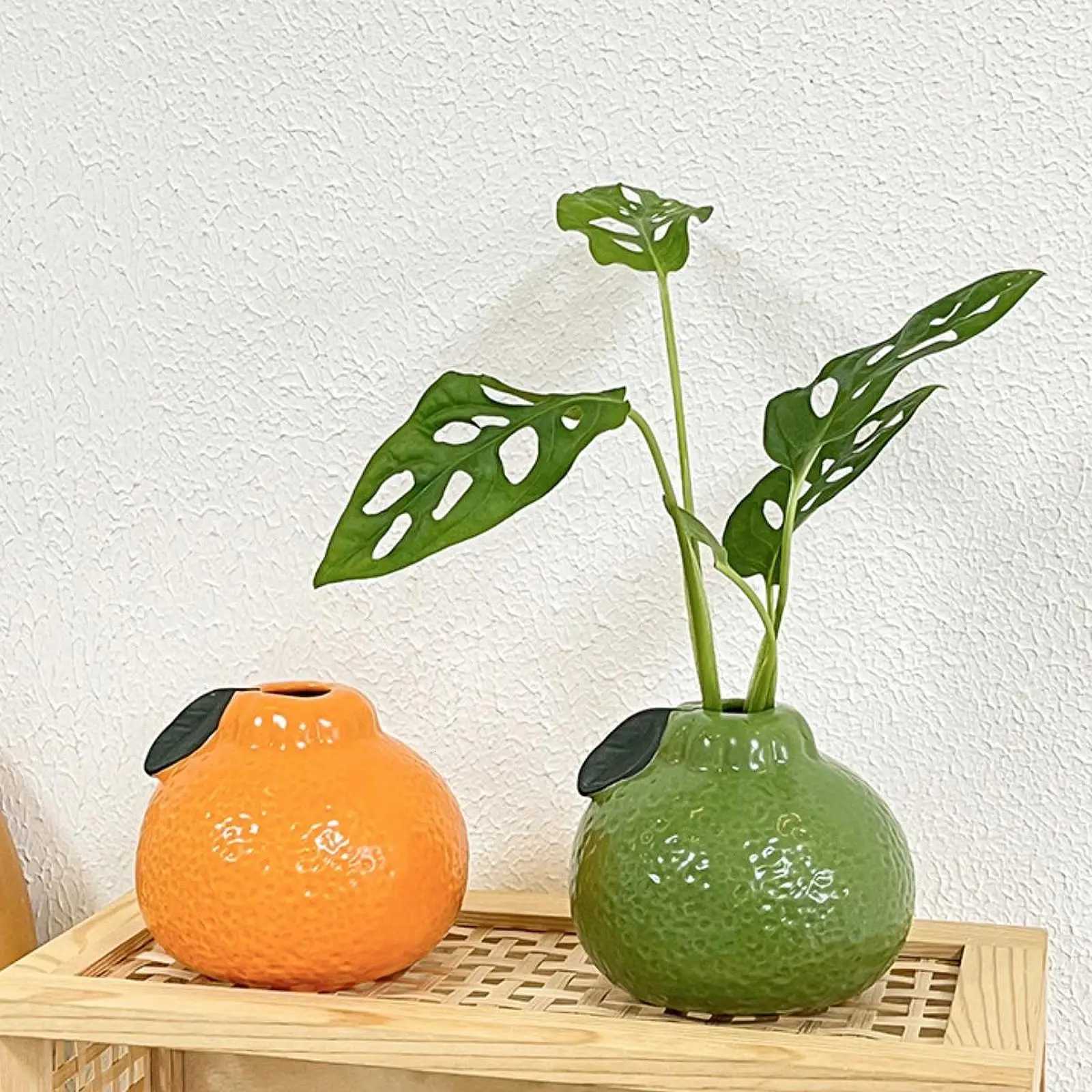 Creative Ceramic Vase Fruit Shaped Flower Vase Hydroponics Office Desktop Ornaments Home Garden Decor C251017