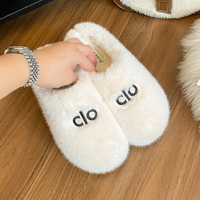 Designer shoes free shipping 2025 New Thick Bottom Warm Lamb Hair Slippers Outdoor Indoor Versatile Fashion and Casual Flat Slippers black white khaki