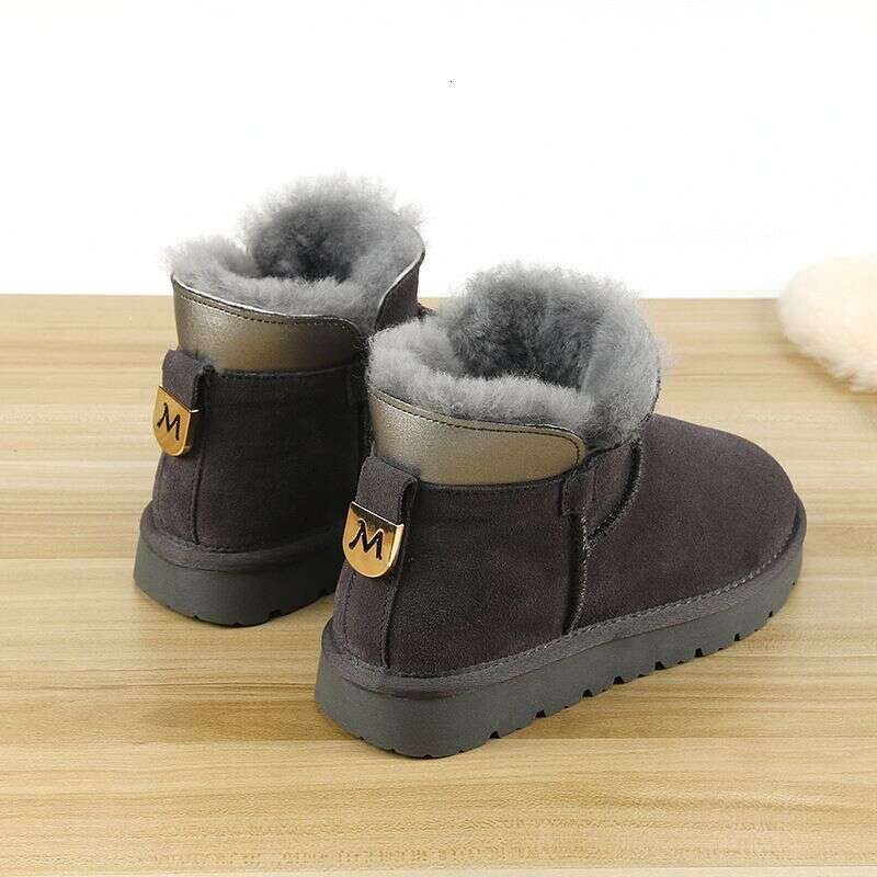 Winter New Genuine Plush Thick Cotton Shoes With Integrated Leather And Fur Anti Slip Boots